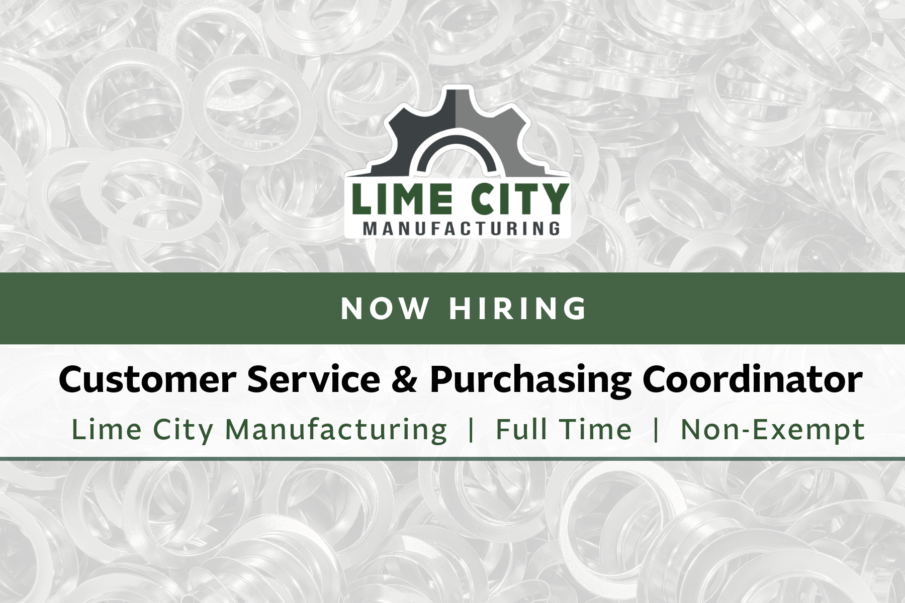 We're Hiring: Customer Service & Purchasing Coordinator