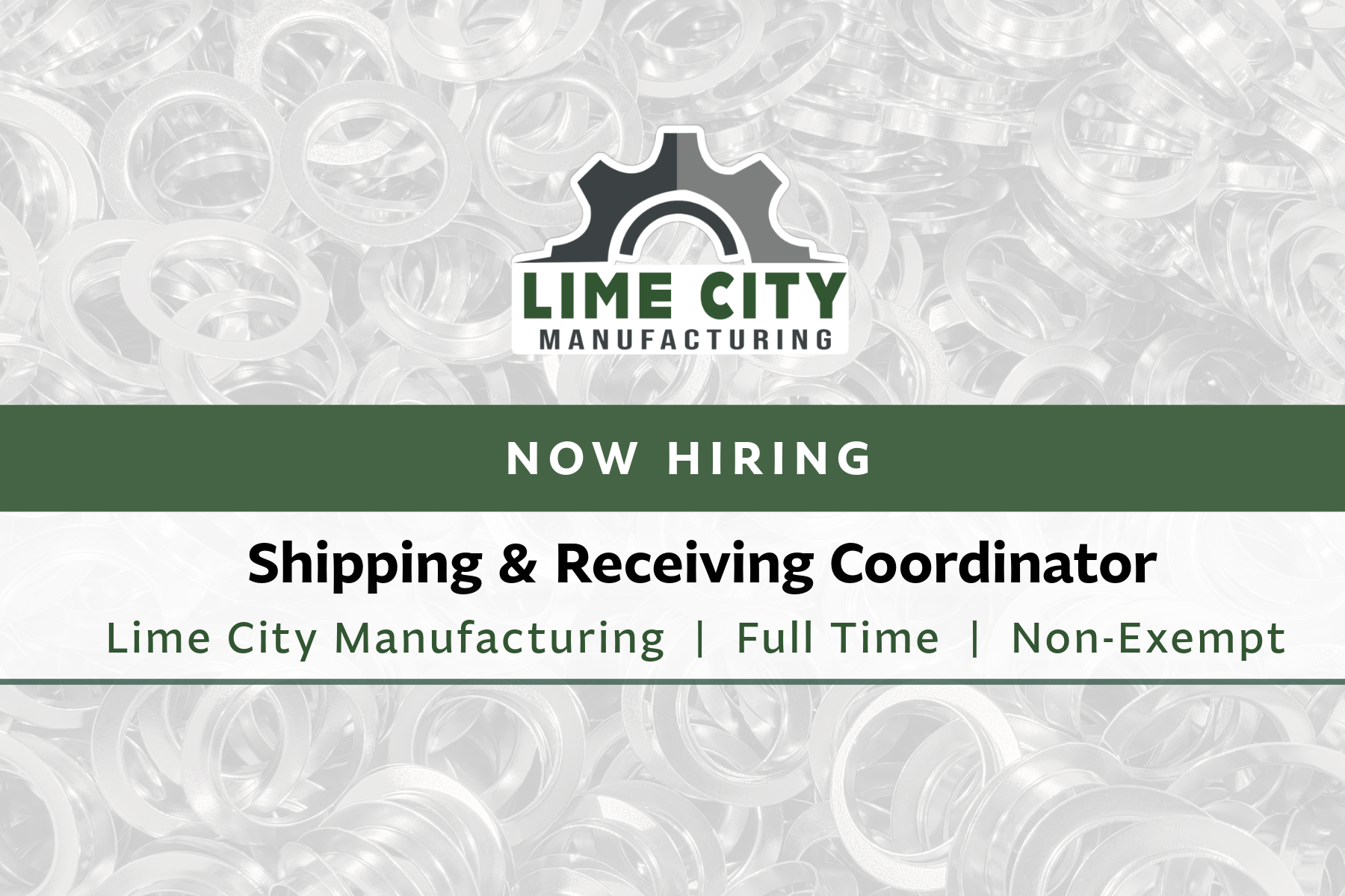 We're Hiring: Shipping & Receiving Coordinator
